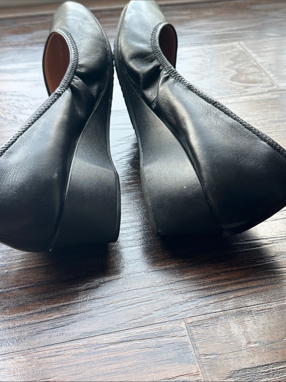 Cole Haan Black Leather Ballet Flats - Slip-On Women's Loafers - Picture 7 of 12